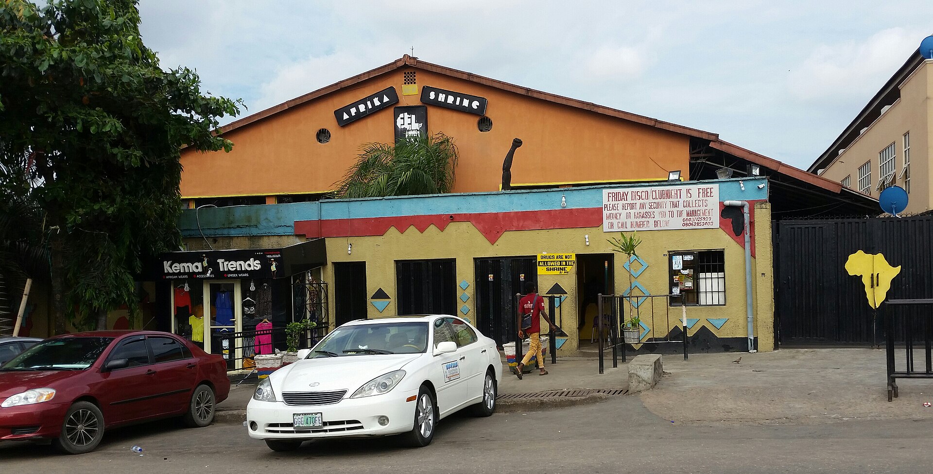 The exterior of the New Afrika Shrine in Ikeja, Lagos, the venue where Felabration is held each October